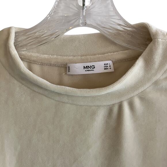 MNG Casual Velour Pullover Top M Boxy Elegant Old Money Comfy Drop Shoulder - Picture 2 of 10